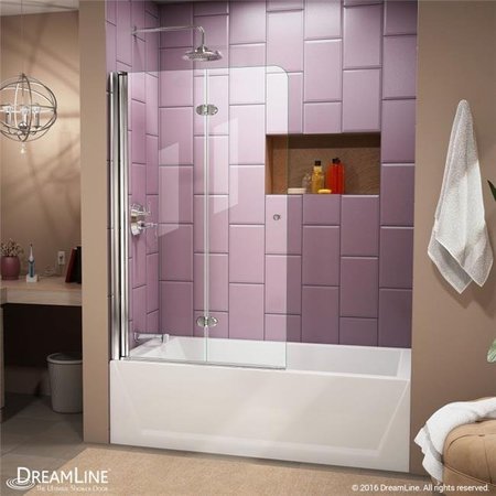 DREAMLINE DreamLine SHDR-3448580-01 48 in. Aqua Ultra Frameless Hinged Tub Door - Chrome SHDR-3448580-01